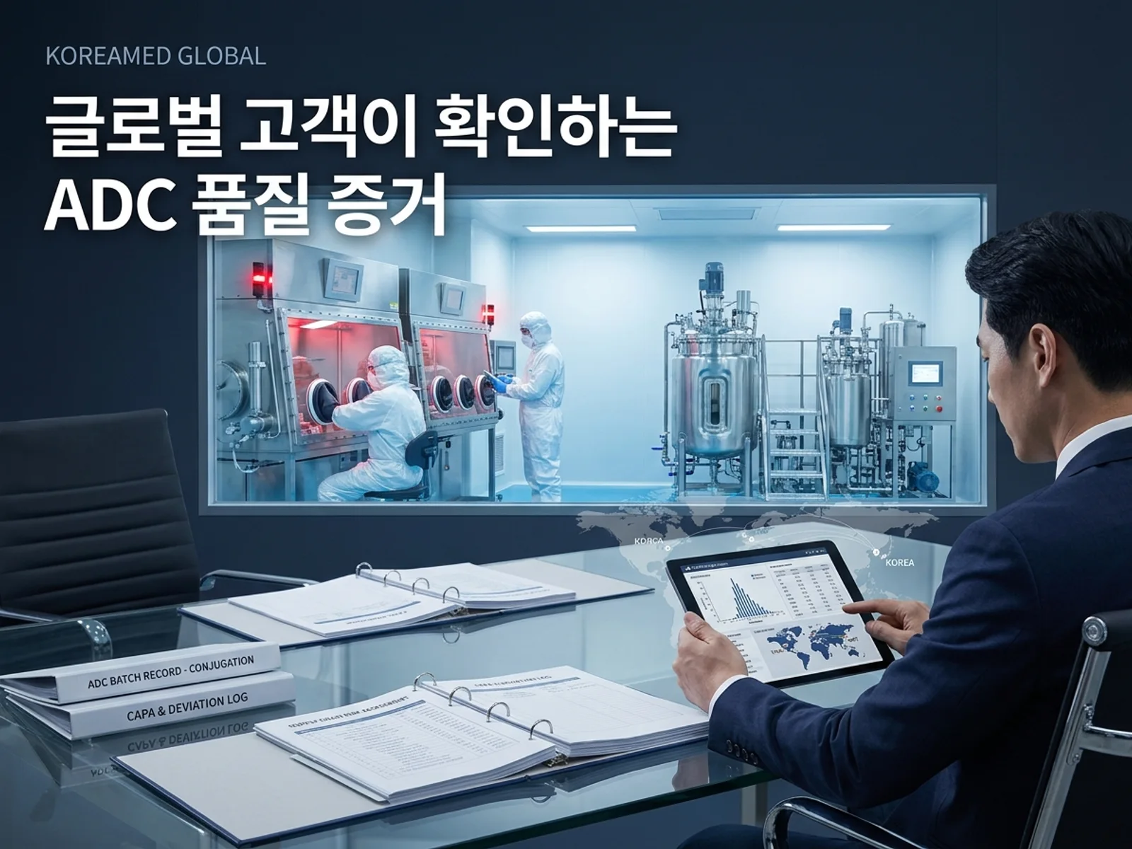 CDMO 생산품질 실사와 GMP 자료를 표현한 KoreaMED Global 썸네일