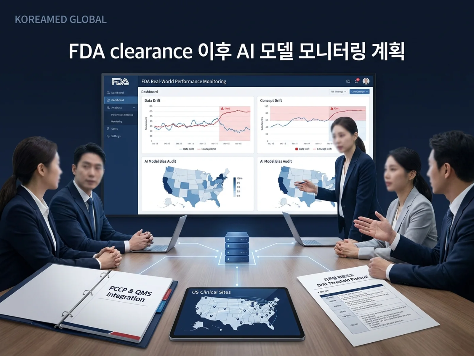 기술수출 데이터룸과 글로벌 파트너십 전략을 표현한 KoreaMED Global 썸네일