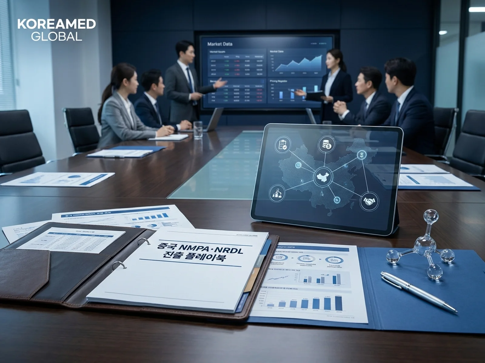 기술수출 데이터룸과 글로벌 파트너십 전략을 표현한 KoreaMED Global 썸네일