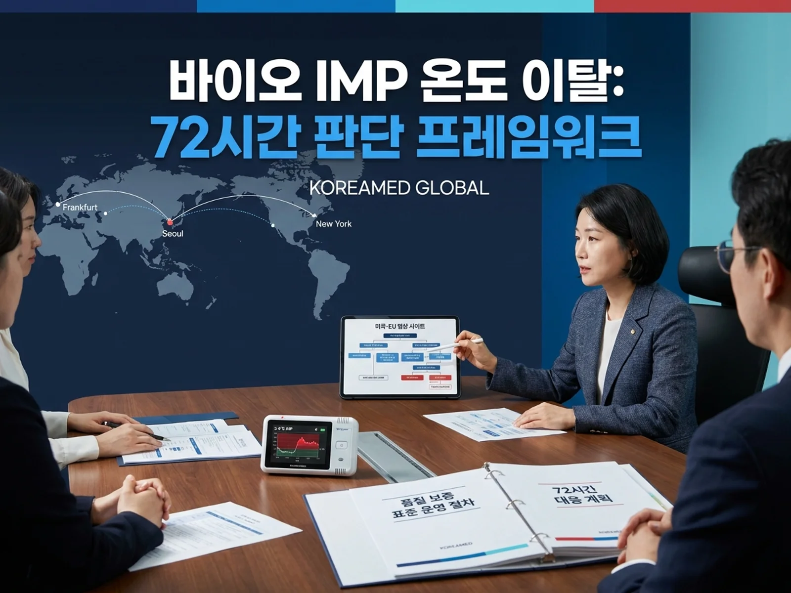 기술수출 데이터룸과 글로벌 파트너십 전략을 표현한 KoreaMED Global 썸네일