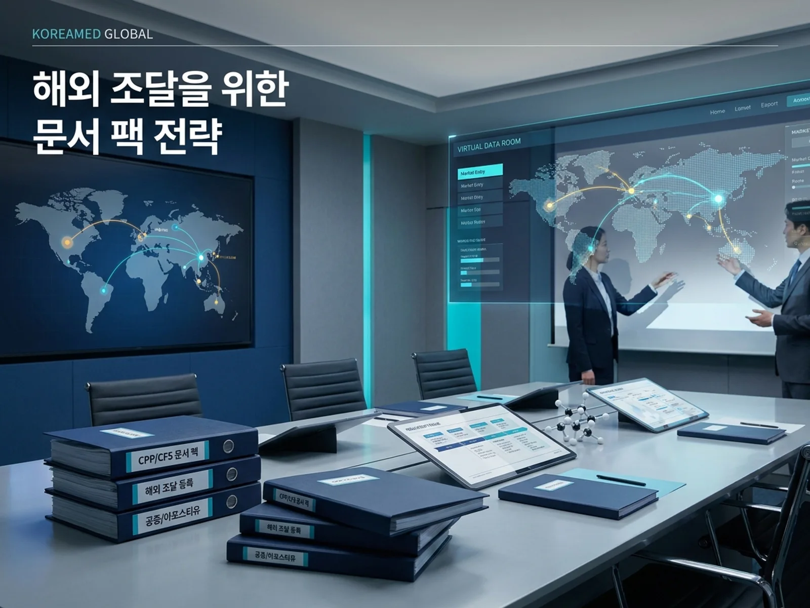 기술수출 데이터룸과 글로벌 파트너십 전략을 표현한 KoreaMED Global 썸네일