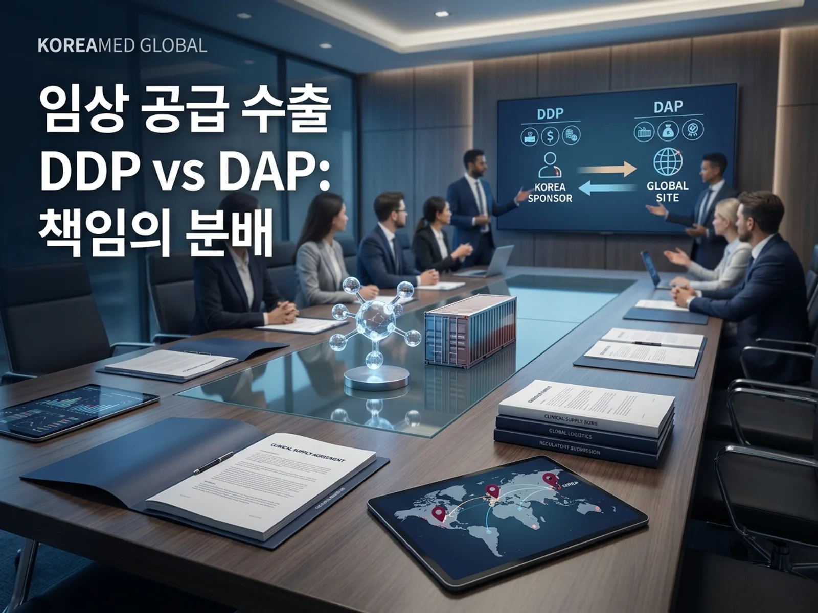 기술수출 데이터룸과 글로벌 파트너십 전략을 표현한 KoreaMED Global 썸네일