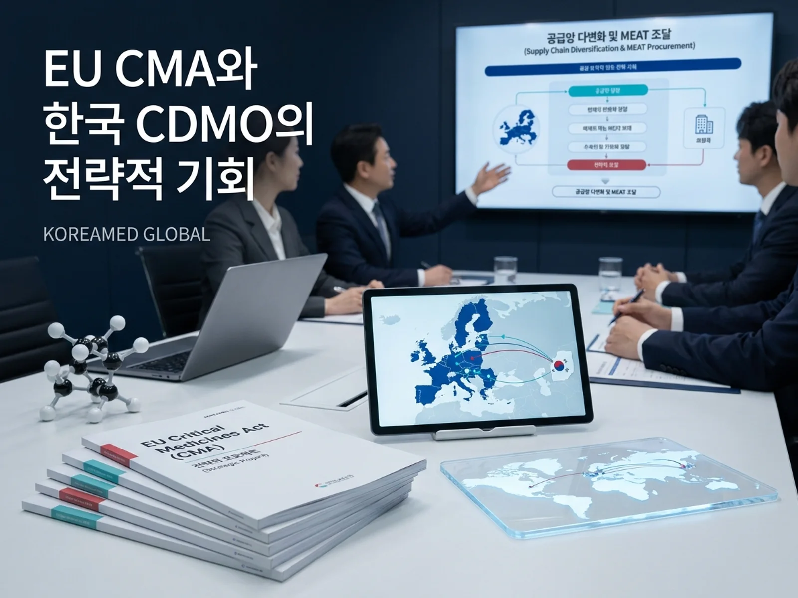 기술수출 데이터룸과 글로벌 파트너십 전략을 표현한 KoreaMED Global 썸네일