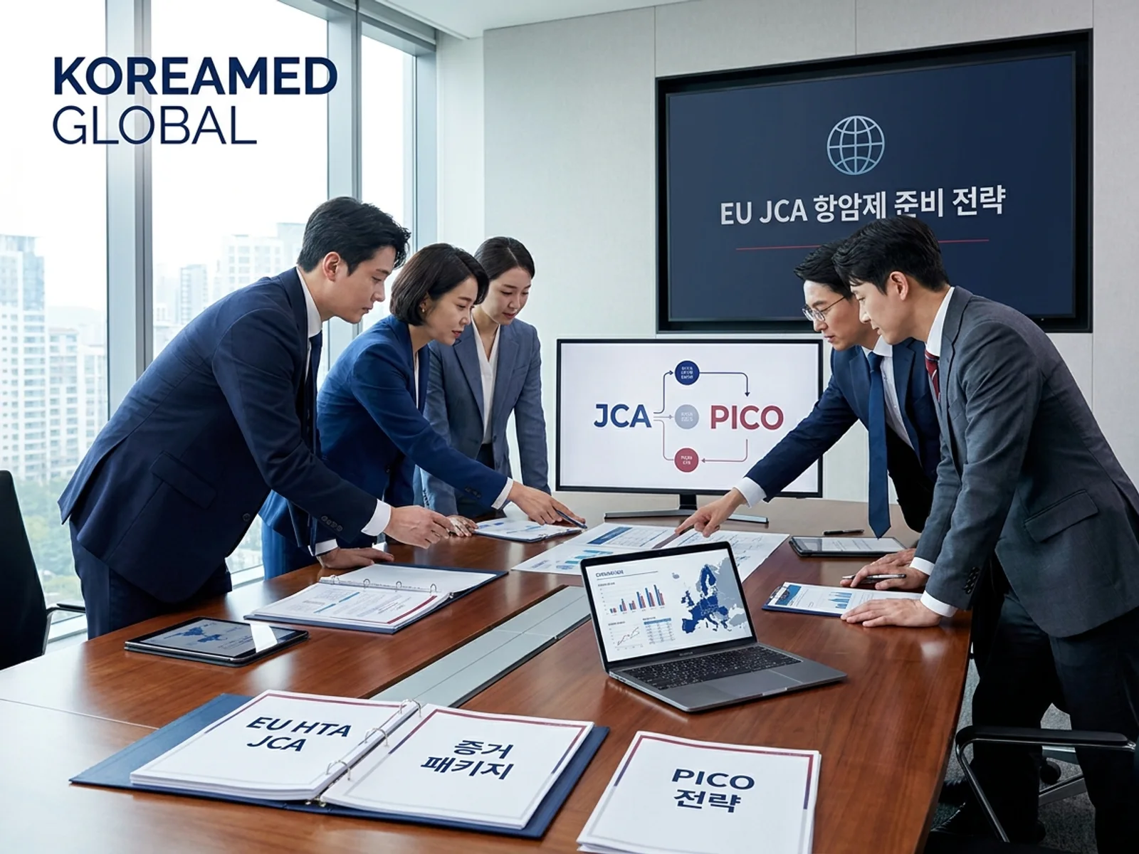 기술수출 데이터룸과 글로벌 파트너십 전략을 표현한 KoreaMED Global 썸네일