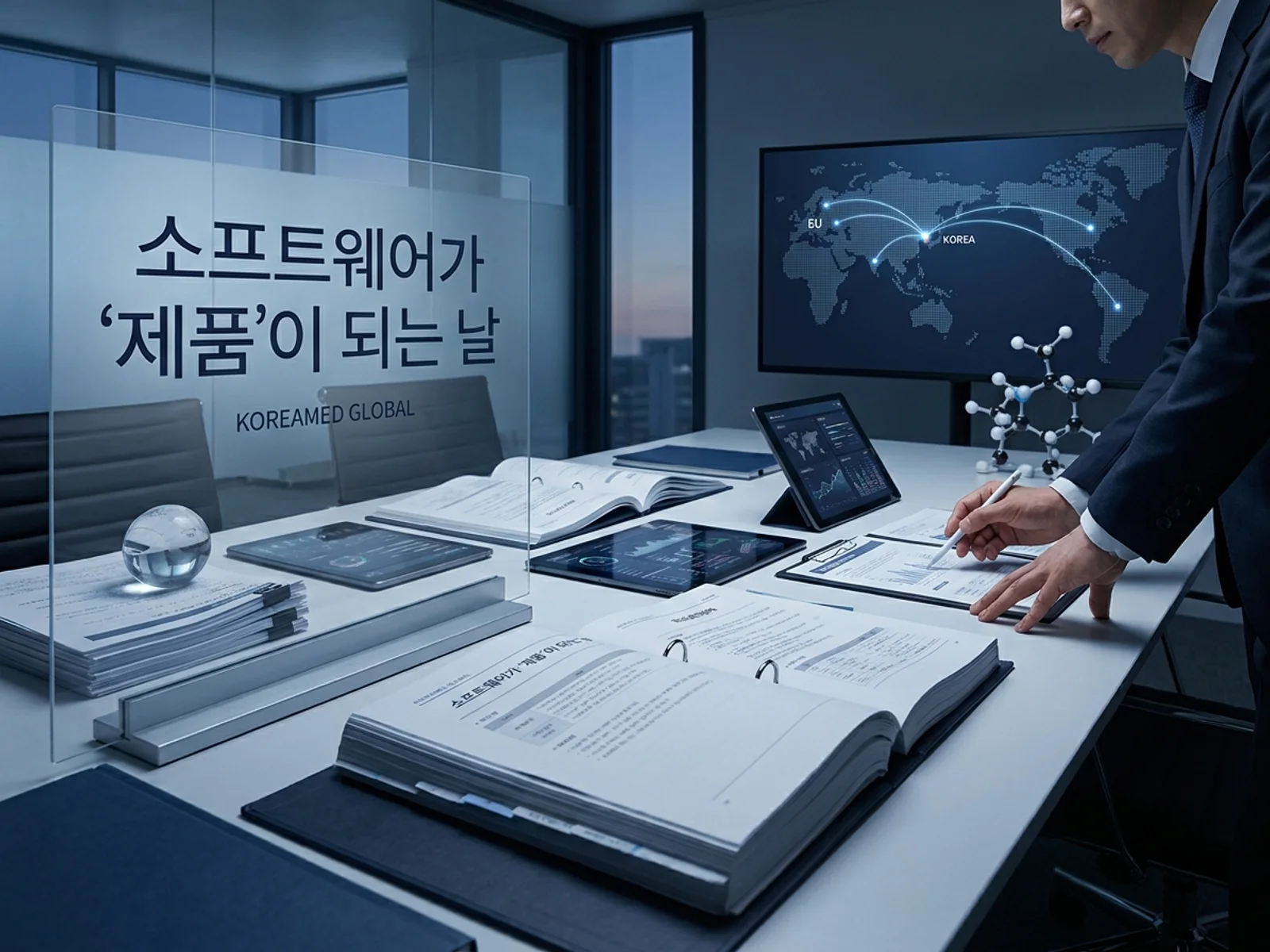 기술수출 데이터룸과 글로벌 파트너십 전략을 표현한 KoreaMED Global 썸네일