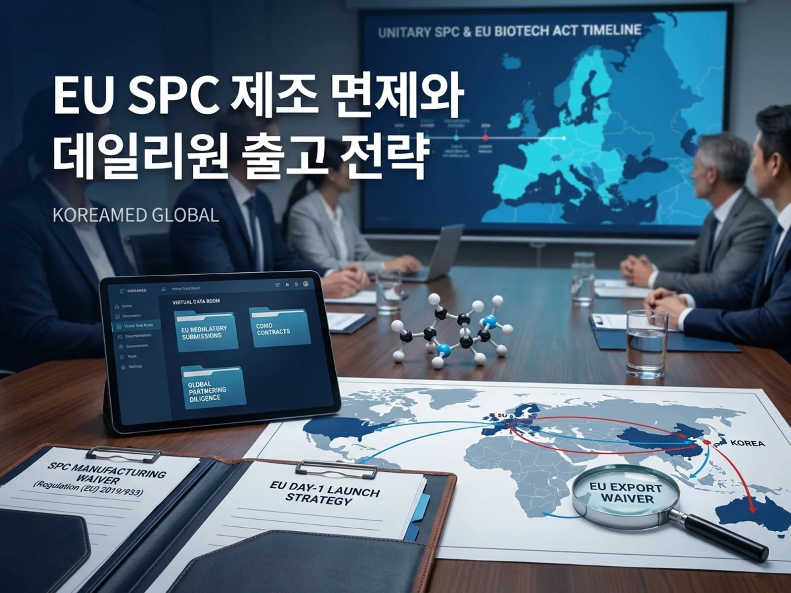 기술수출 데이터룸과 글로벌 파트너십 전략을 표현한 KoreaMED Global 썸네일