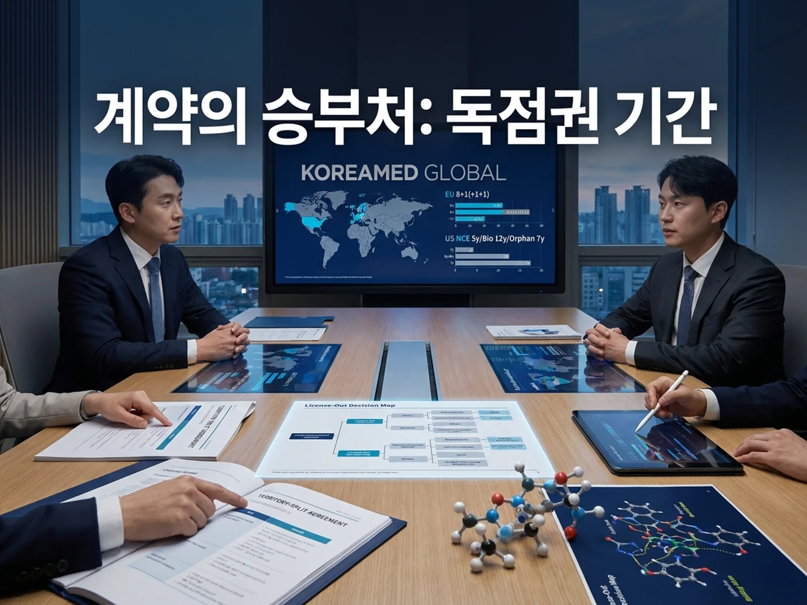 기술수출 데이터룸과 글로벌 파트너십 전략을 표현한 KoreaMED Global 썸네일