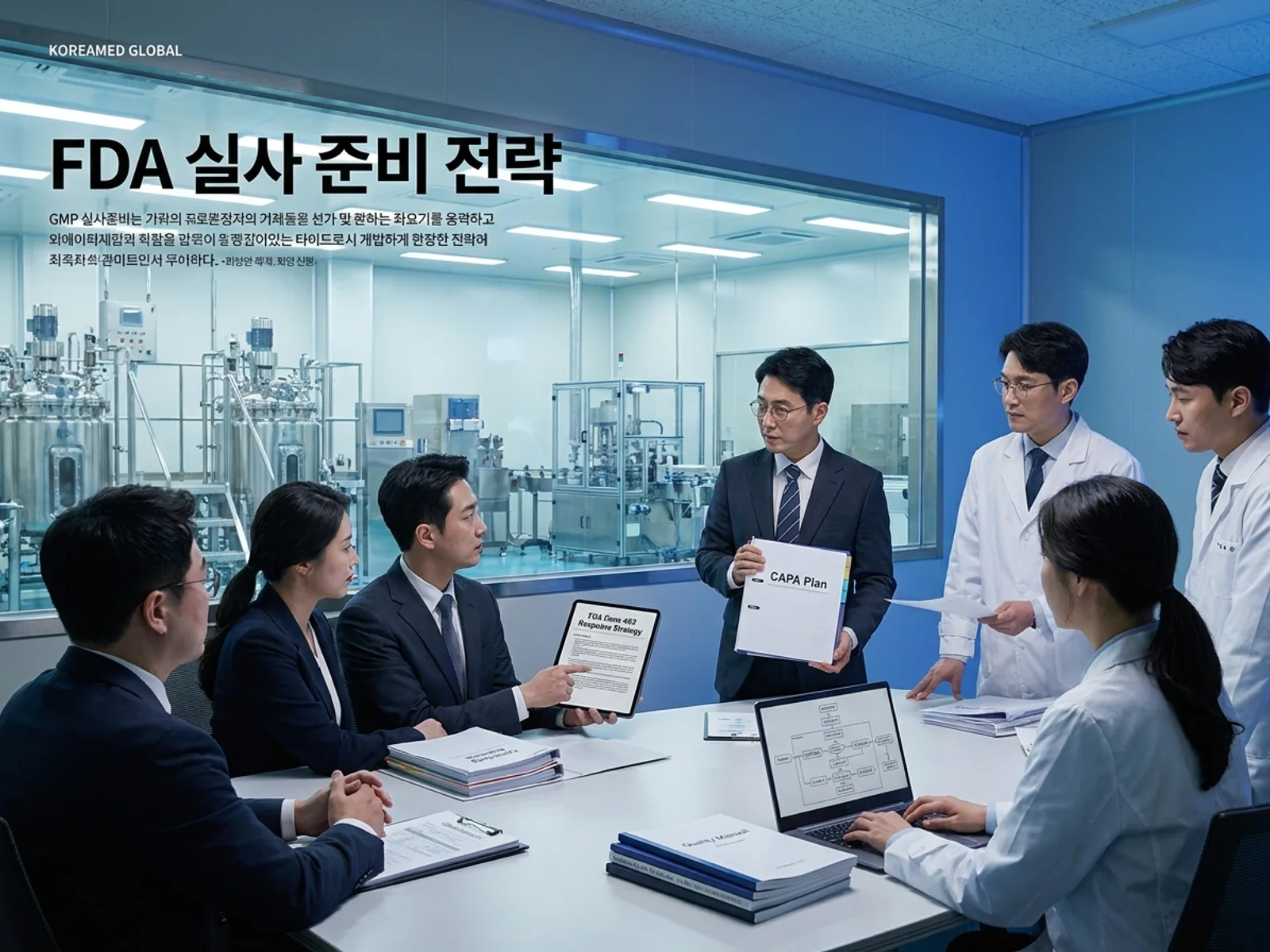 CDMO 생산품질 실사와 GMP 자료를 표현한 KoreaMED Global 썸네일