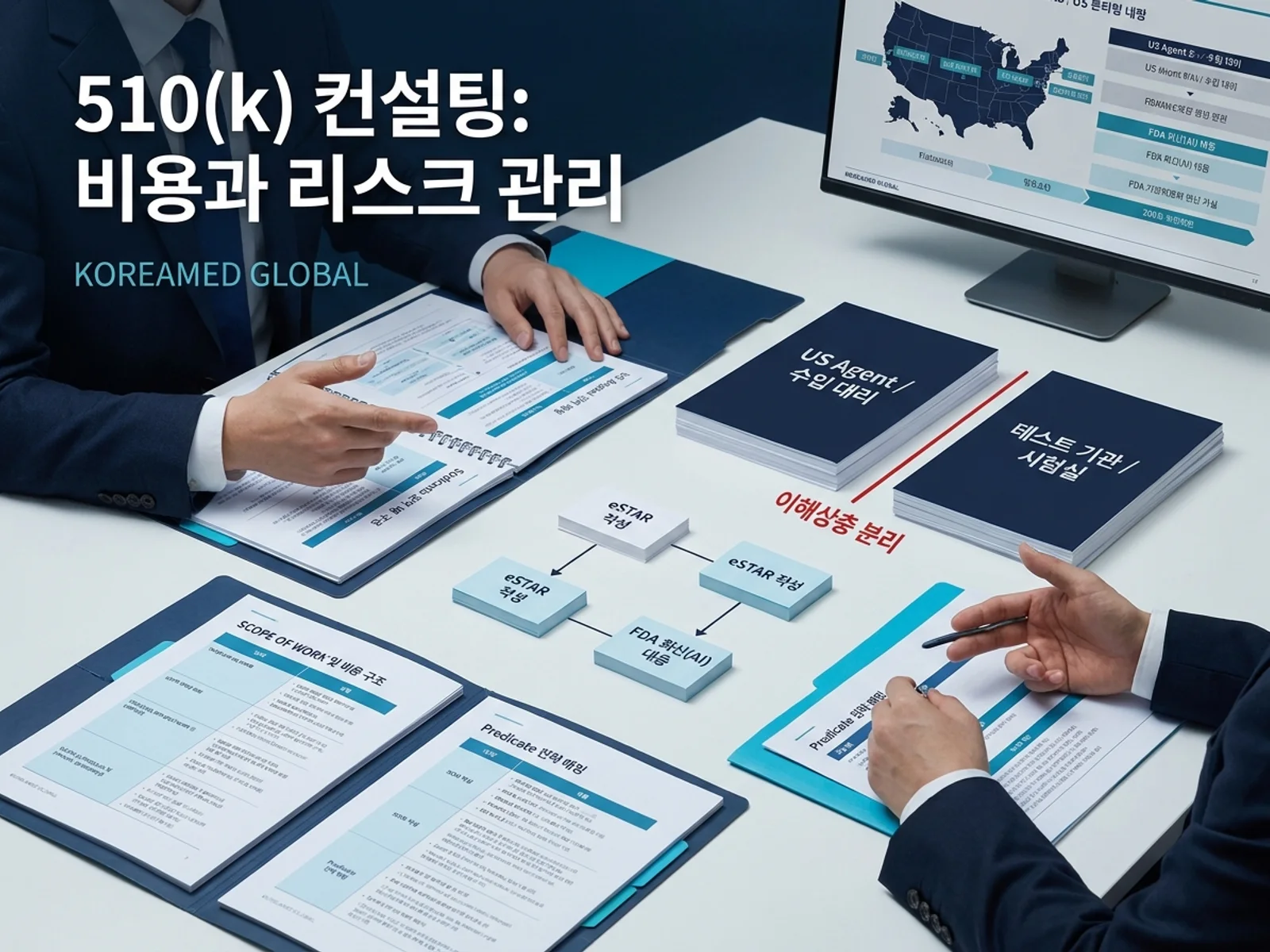 510(k) 규제 컨설팅 업체 선정과 제출 범위 설계를 표현한 KoreaMED Global 썸네일