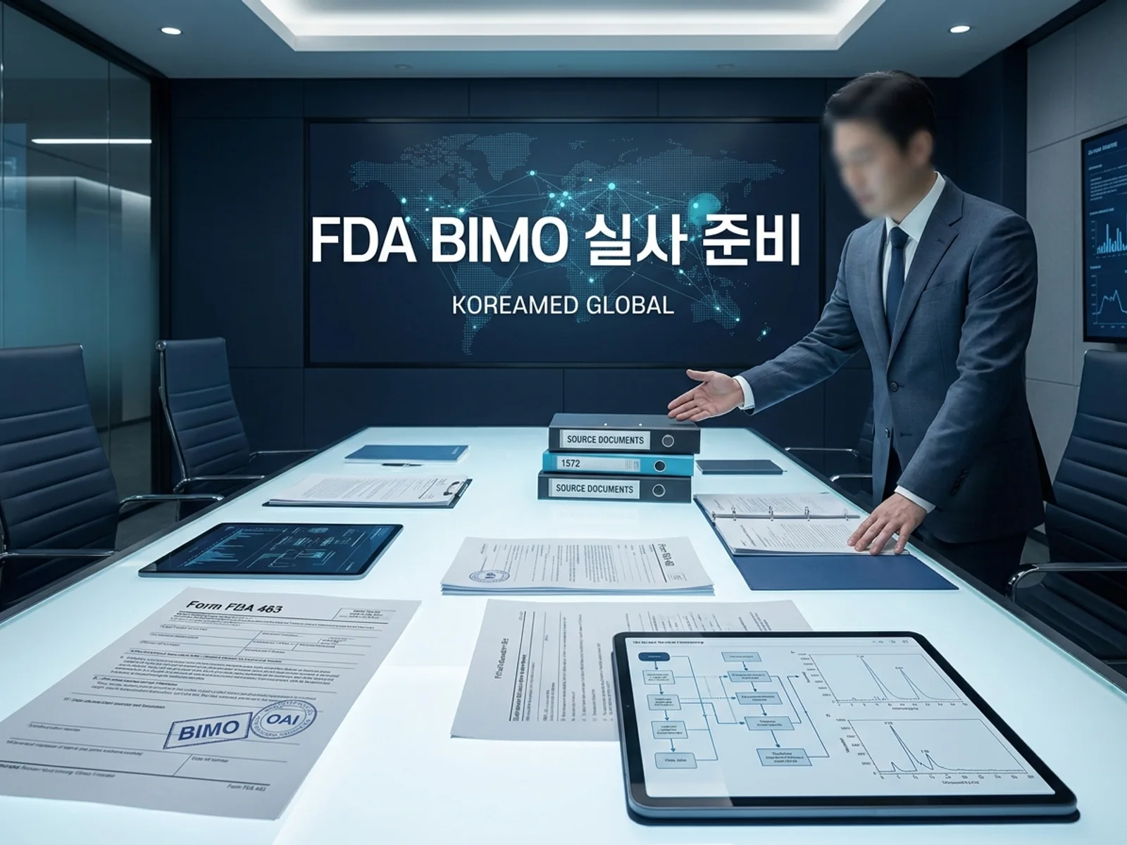FDA BIMO 생물의학연구 모니터링 임상 실사와 데이터 신뢰성 점검을 표현한 KoreaMED Global 썸네일