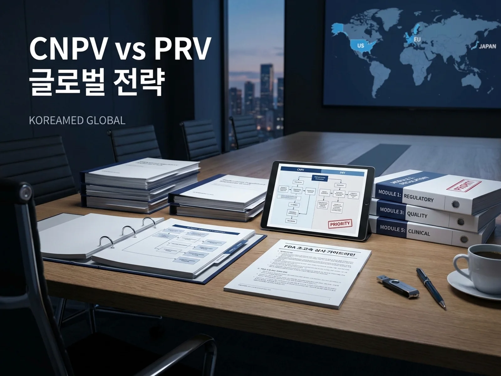 FDA CNPV(국가우선순위 바우처)와 법정 PRV(우선심사바우처)의 심사 단축·양도성 차이를 비교하는 KoreaMED Global 썸네일