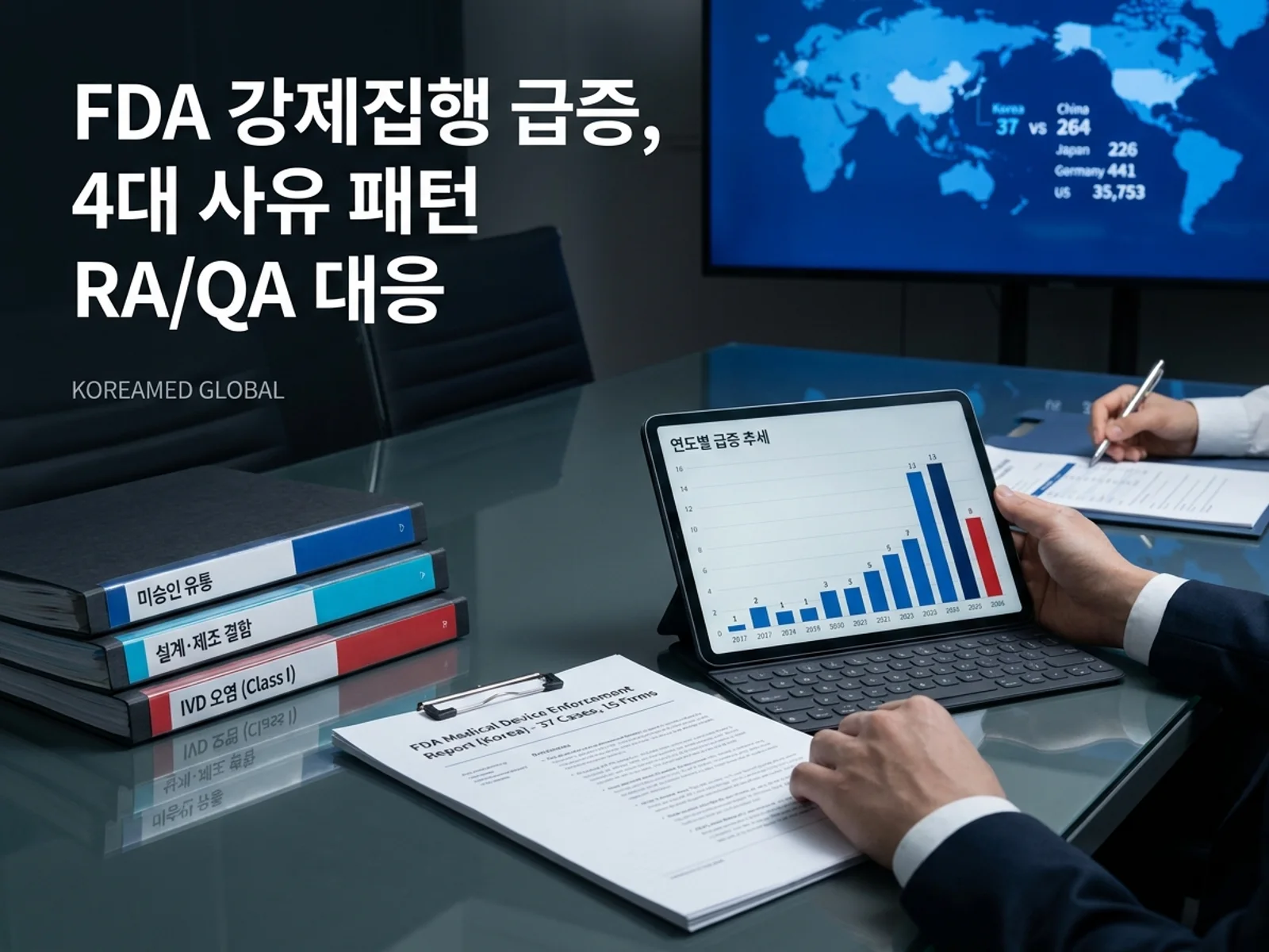 한국 의료기기 FDA 강제집행(Enforcement) 37건의 2025~2026 급증 추세, 4대 사유 패턴, 경쟁국 대비 건수를 분석한 KoreaMED Global 썸네일