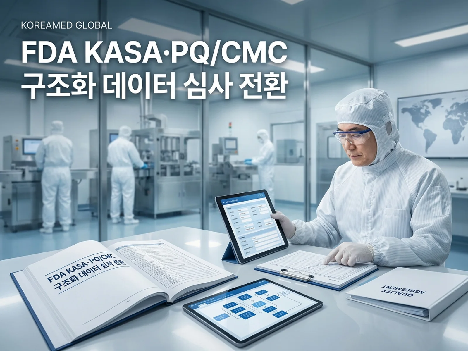 CDMO 생산품질 실사와 GMP 자료를 표현한 KoreaMED Global 썸네일