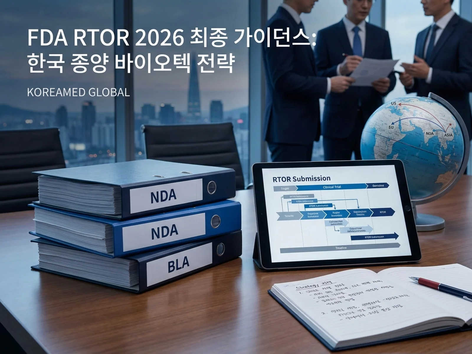 FDA 실시간 종양 심사(RTOR) 가이던스와 종양 NDA·BLA 성숙 데이터 단계적 제출을 표현한 KoreaMED Global 썸네일