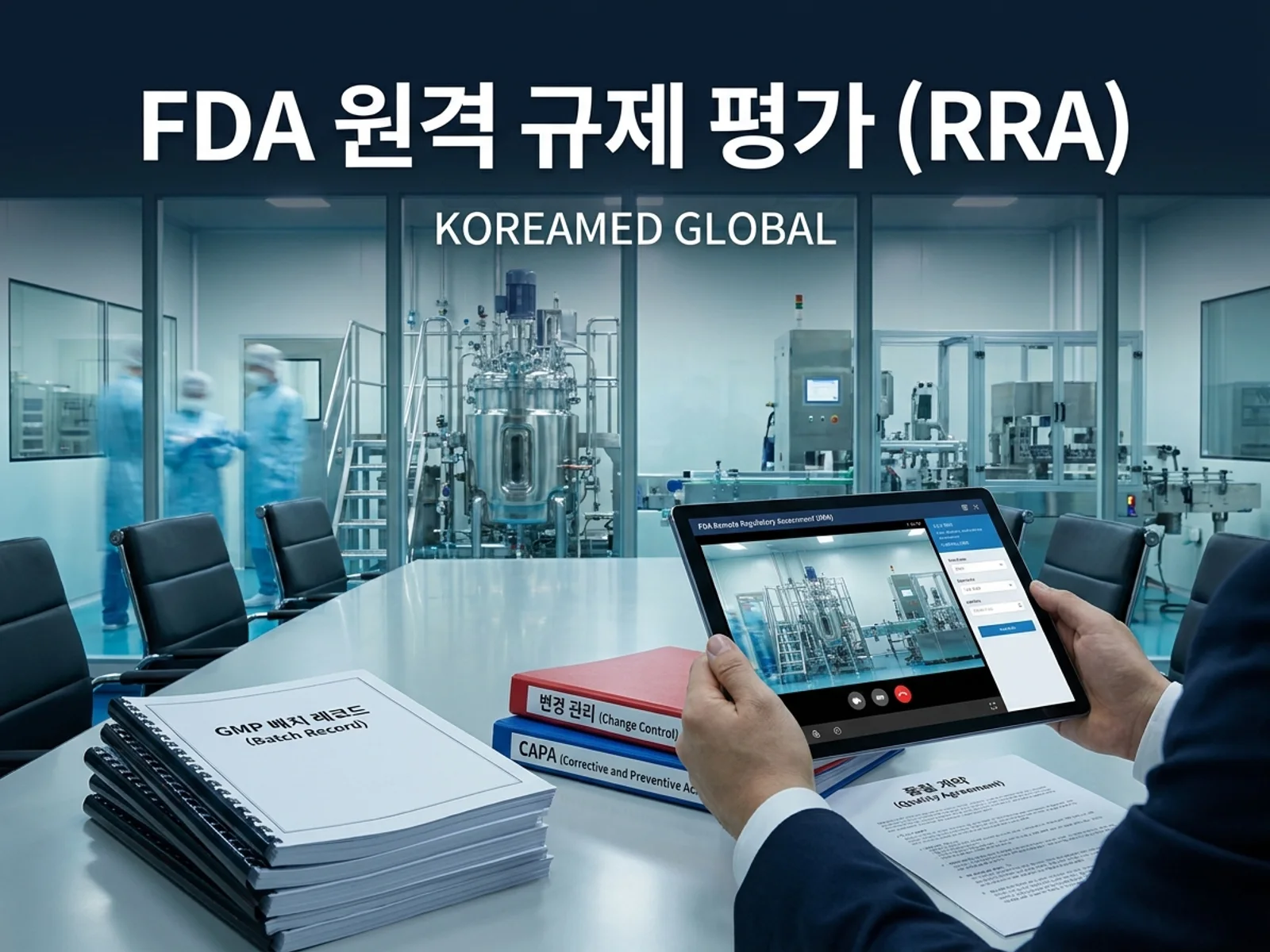 FDA 원격 규제 평가(RRA)와 대면 검사(Inspection)의 법적 차이, 원격 기록 요청과 화상 실사를 표현한 KoreaMED Global 썸네일