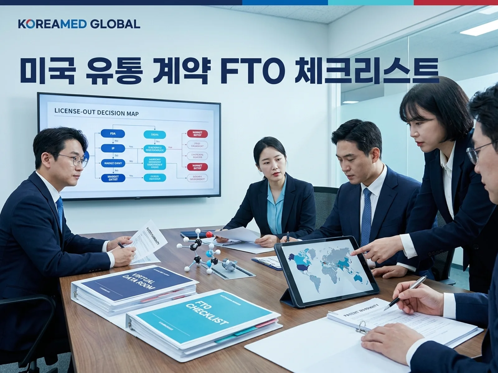 기술수출 데이터룸과 글로벌 파트너십 전략을 표현한 KoreaMED Global 썸네일