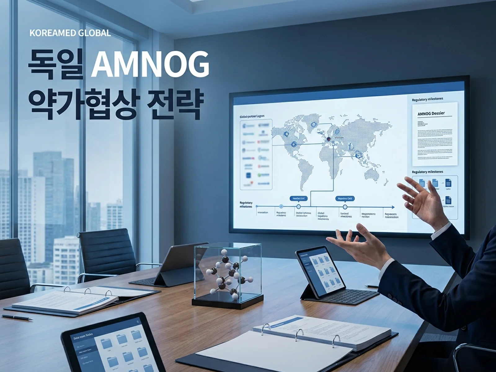기술수출 데이터룸과 글로벌 파트너십 전략을 표현한 KoreaMED Global 썸네일