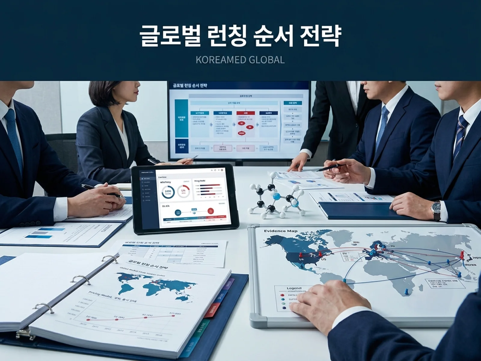 기술수출 데이터룸과 글로벌 파트너십 전략을 표현한 KoreaMED Global 썸네일