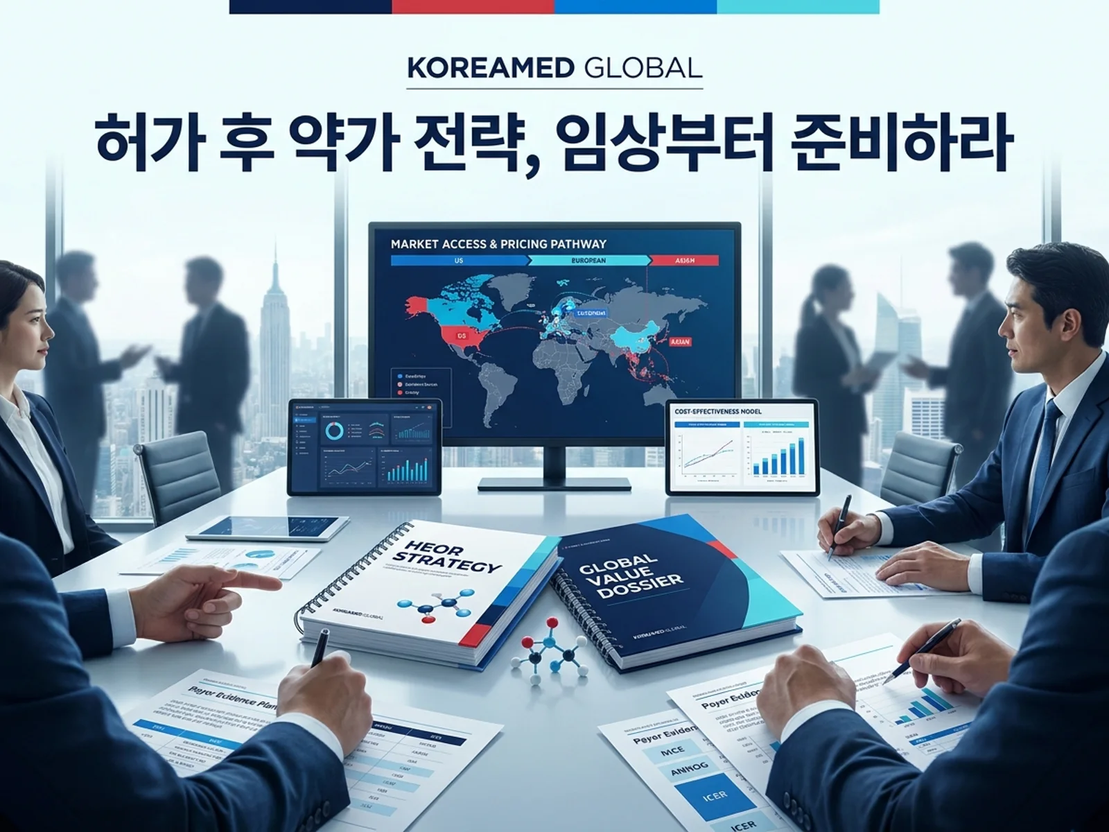 기술수출 데이터룸과 글로벌 파트너십 전략을 표현한 KoreaMED Global 썸네일
