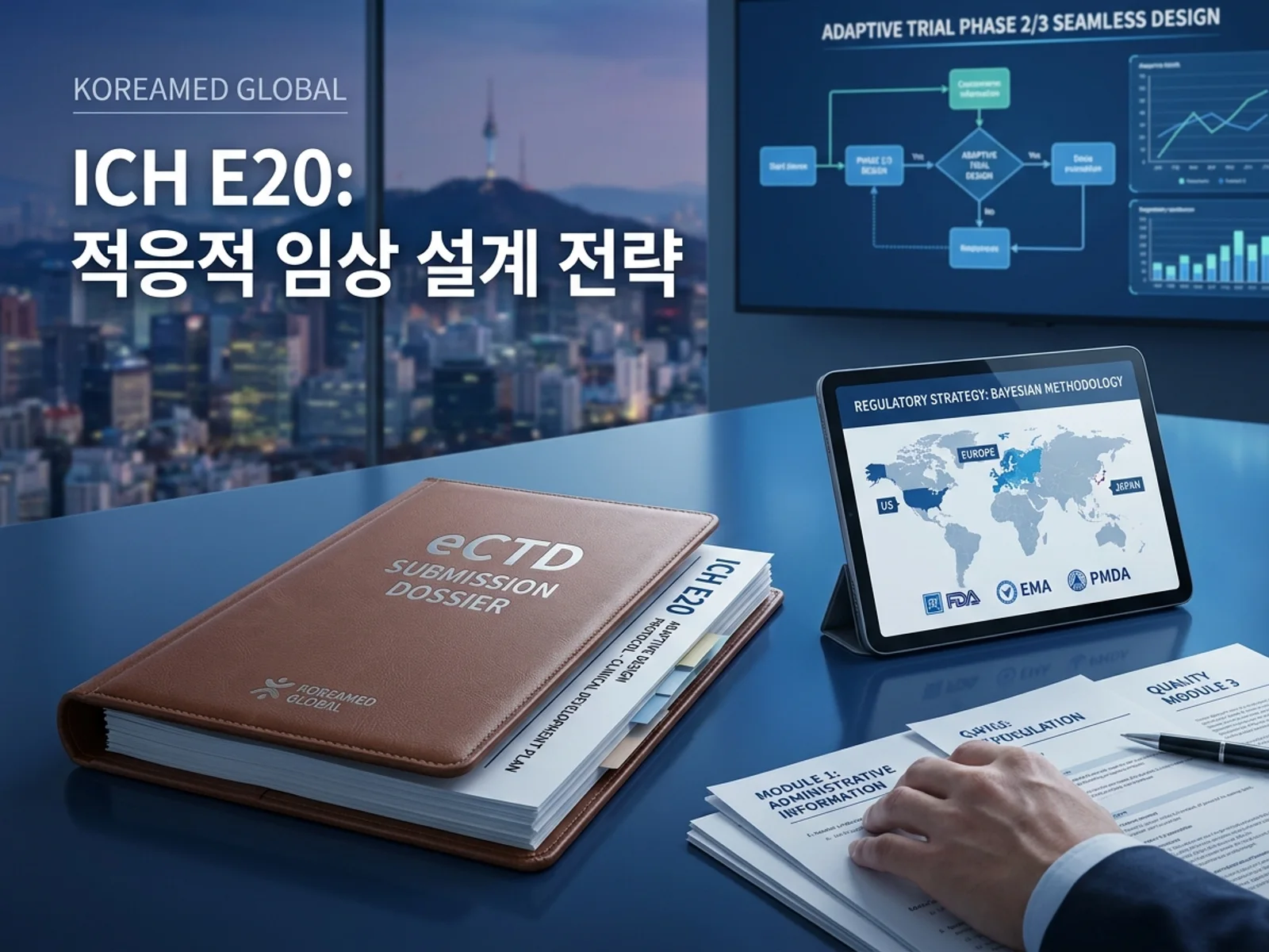 적응적 임상시험 설계와 ICH E20 가이던스를 표현한 KoreaMED Global 썸네일