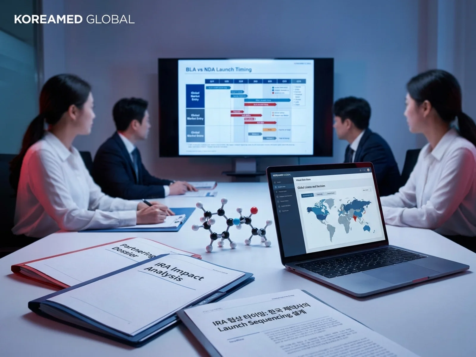 기술수출 데이터룸과 글로벌 파트너십 전략을 표현한 KoreaMED Global 썸네일