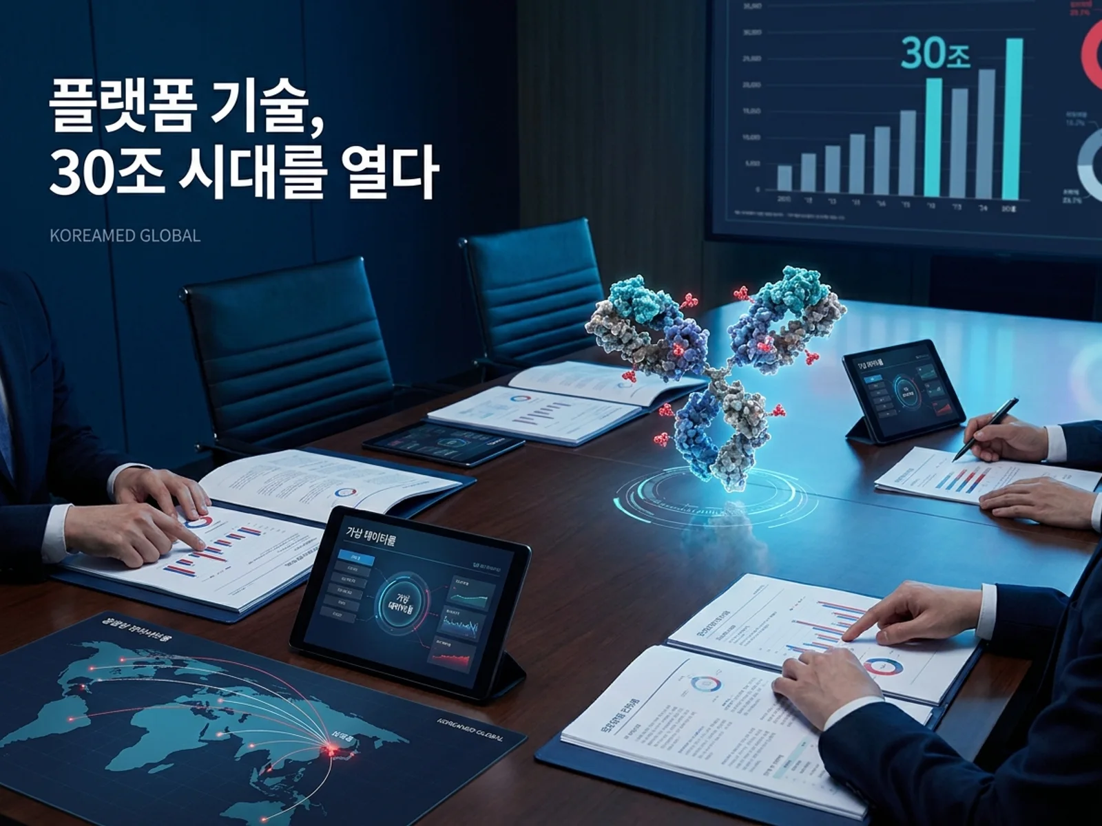 기술수출 데이터룸과 글로벌 파트너십 전략을 표현한 KoreaMED Global 썸네일