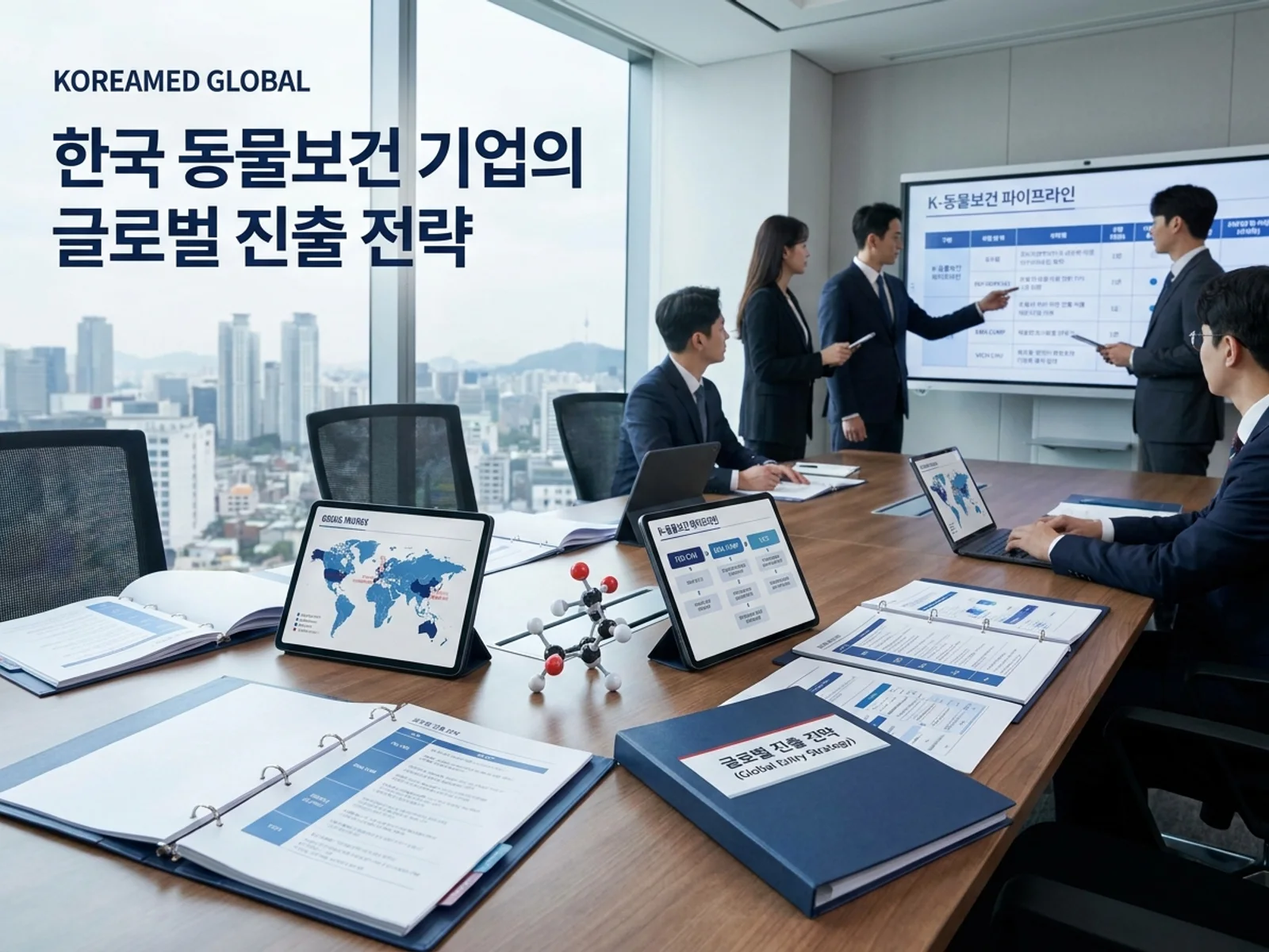 기술수출 데이터룸과 글로벌 파트너십 전략을 표현한 KoreaMED Global 썸네일