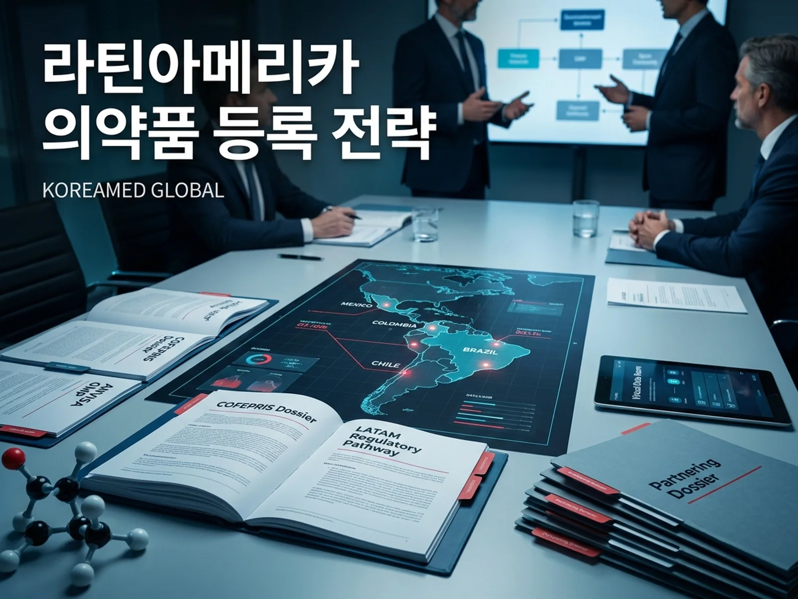 기술수출 데이터룸과 글로벌 파트너십 전략을 표현한 KoreaMED Global 썸네일