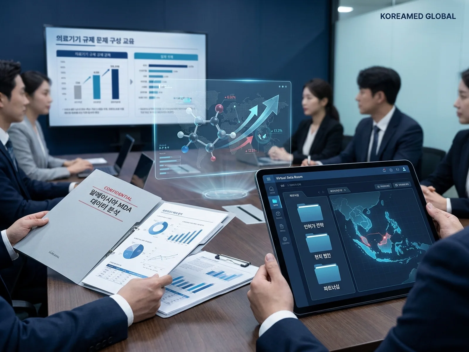 말레이시아 MDA 의료기기 등록 데이터와 한국 기업의 현지 법인 직접 허가권 통제 전략을 시각화한 KoreaMED Global 썸네일