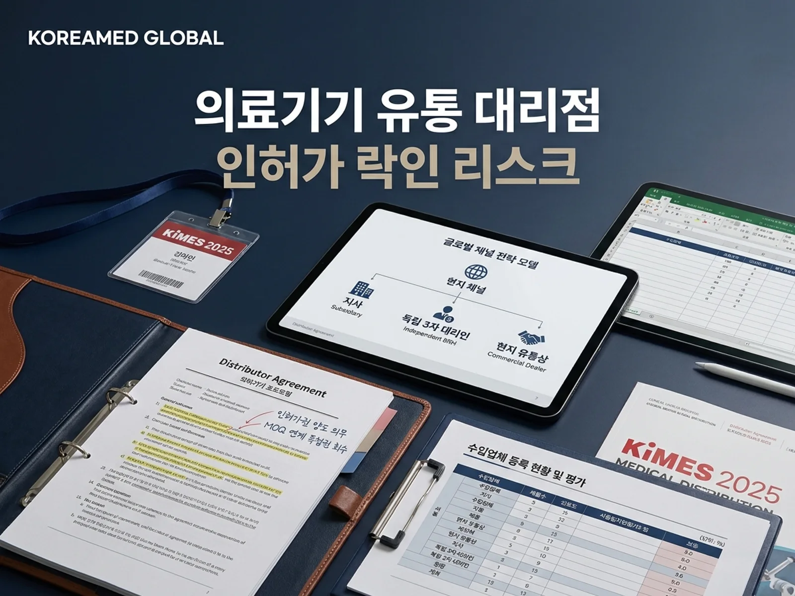 의료기기 해외 대리점 계약과 수입상 스코어링, 인허가권 락인 방지 전략을 표현한 KoreaMED Global 썸네일