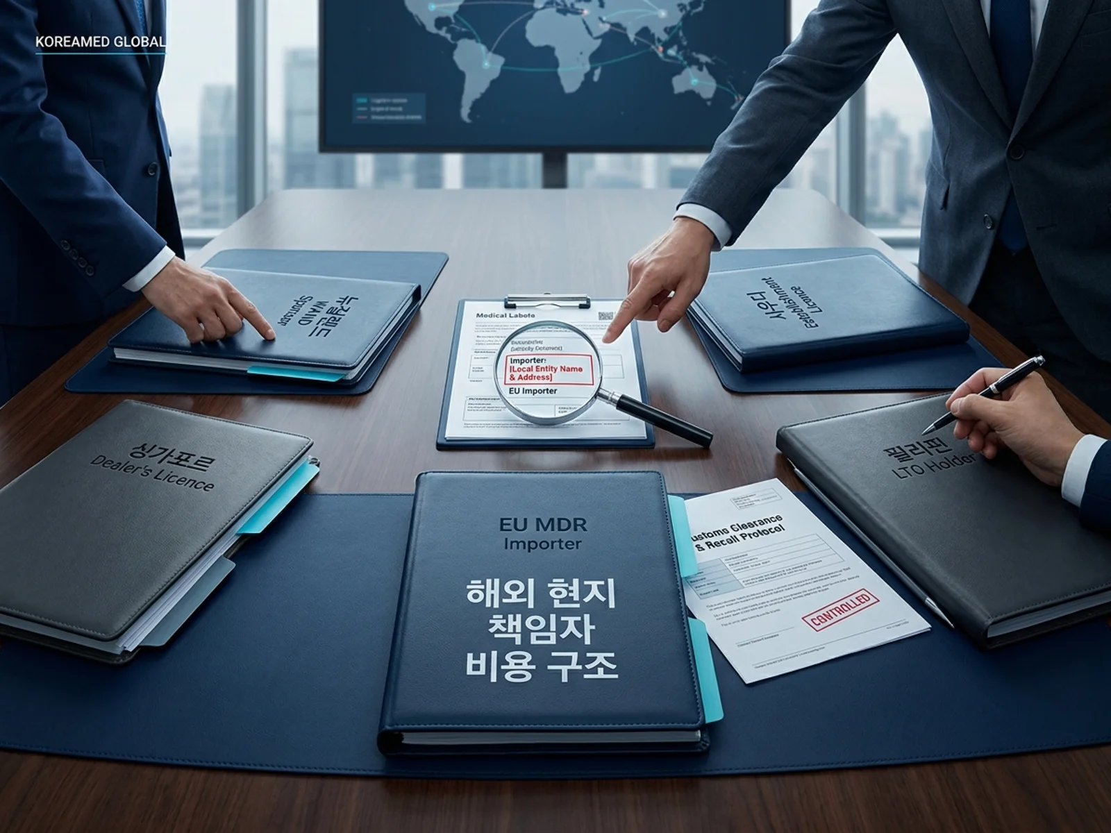 뉴질랜드·싱가포르·EU·사우디·필리핀 의료기기 수입업체·현지 책임자 의무 비교를 표현한 KoreaMED Global 썸네일