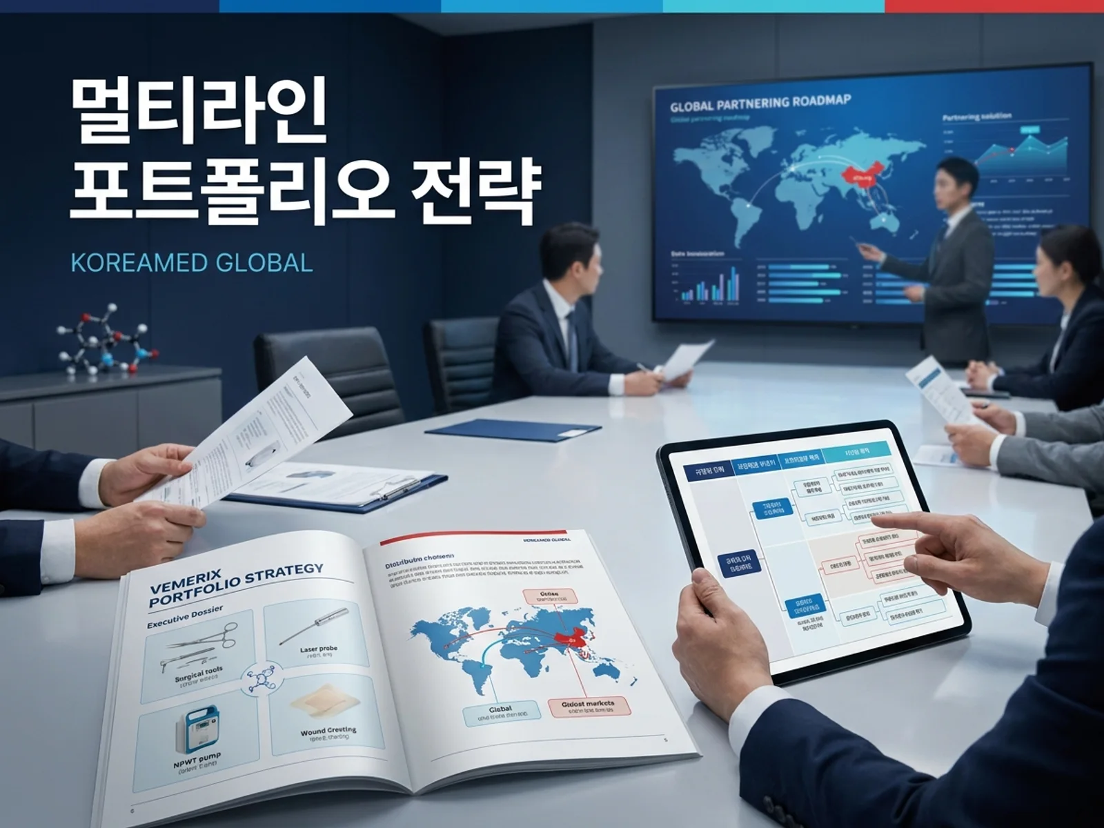기술수출 데이터룸과 글로벌 파트너십 전략을 표현한 KoreaMED Global 썸네일