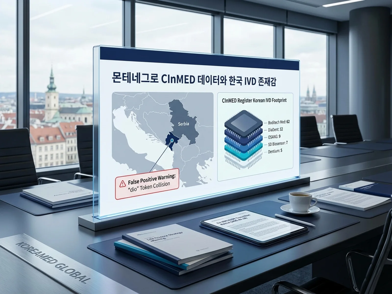 몬테네그로 CInMED 의료기기 등록부의 한국 IVD 중심 존재 데이터와 브랜드 매칭 오류 검증, EU MDR/IVDR 전환을 시각화한 KoreaMED Global 썸네일