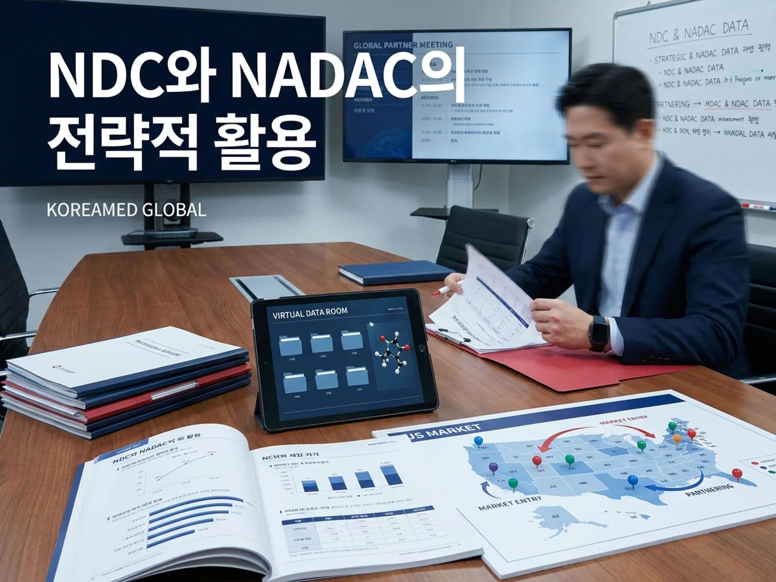 기술수출 데이터룸과 글로벌 파트너십 전략을 표현한 KoreaMED Global 썸네일