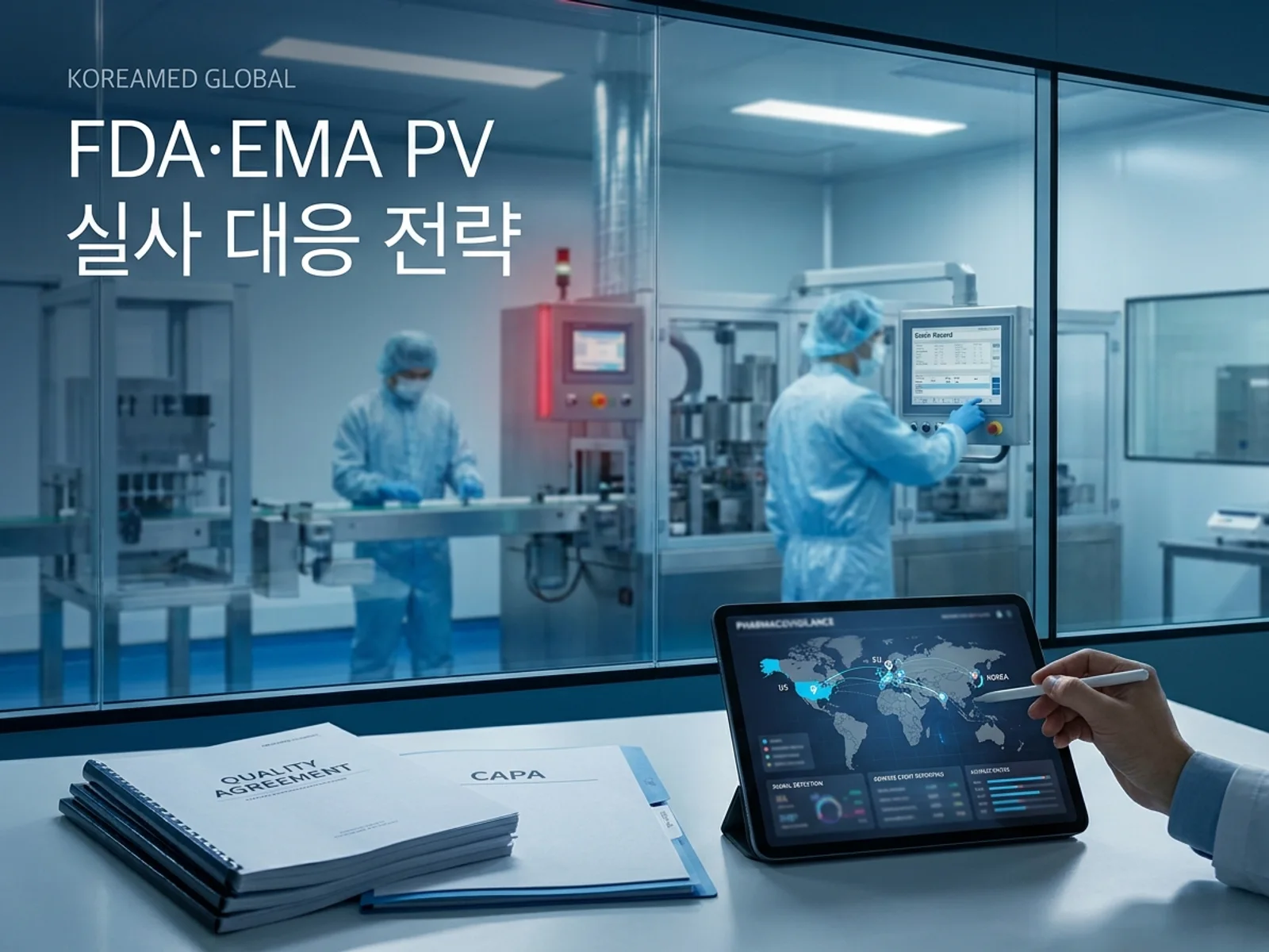 CDMO 생산품질 실사와 GMP 자료를 표현한 KoreaMED Global 썸네일