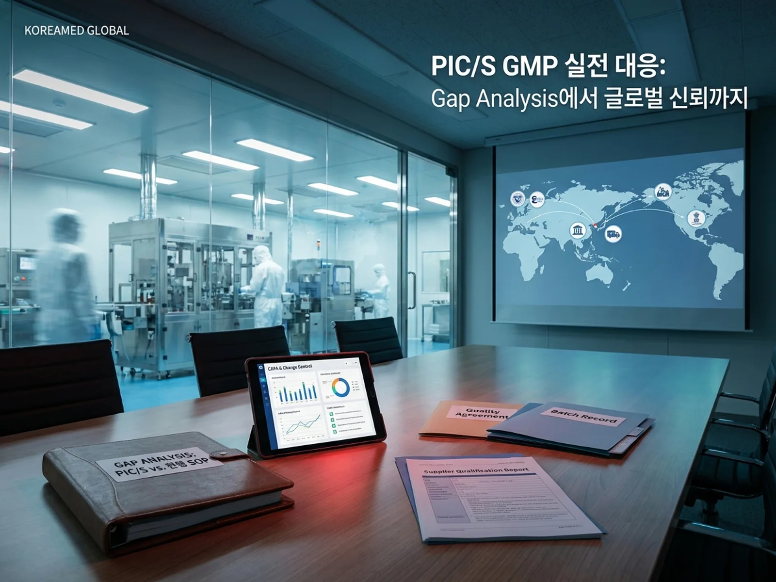 CDMO 생산품질 실사와 GMP 자료를 표현한 KoreaMED Global 썸네일