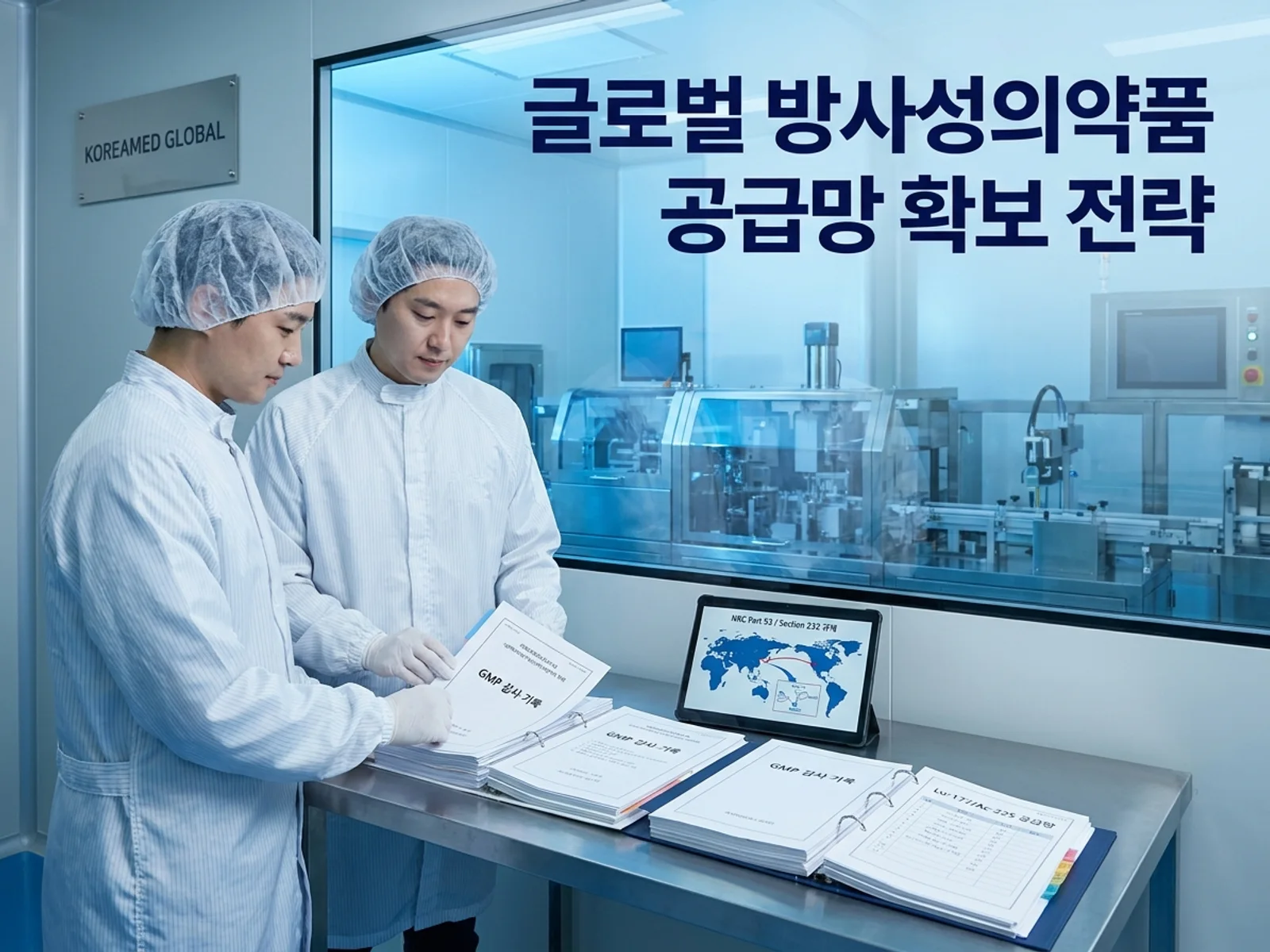 방사성의약품 Lu-177/Ac-225 동위원소 공급망과 글로벌 가속기·원자로 기반 동위원소 생산을 표현한 KoreaMED Global 썸네일