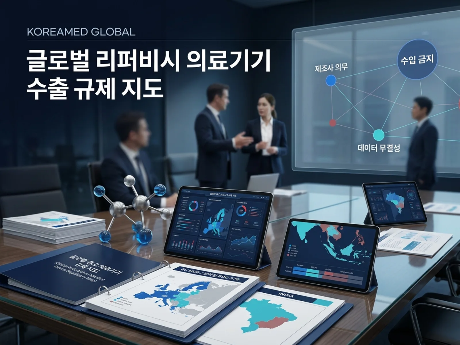 기술수출 데이터룸과 글로벌 파트너십 전략을 표현한 KoreaMED Global 썸네일