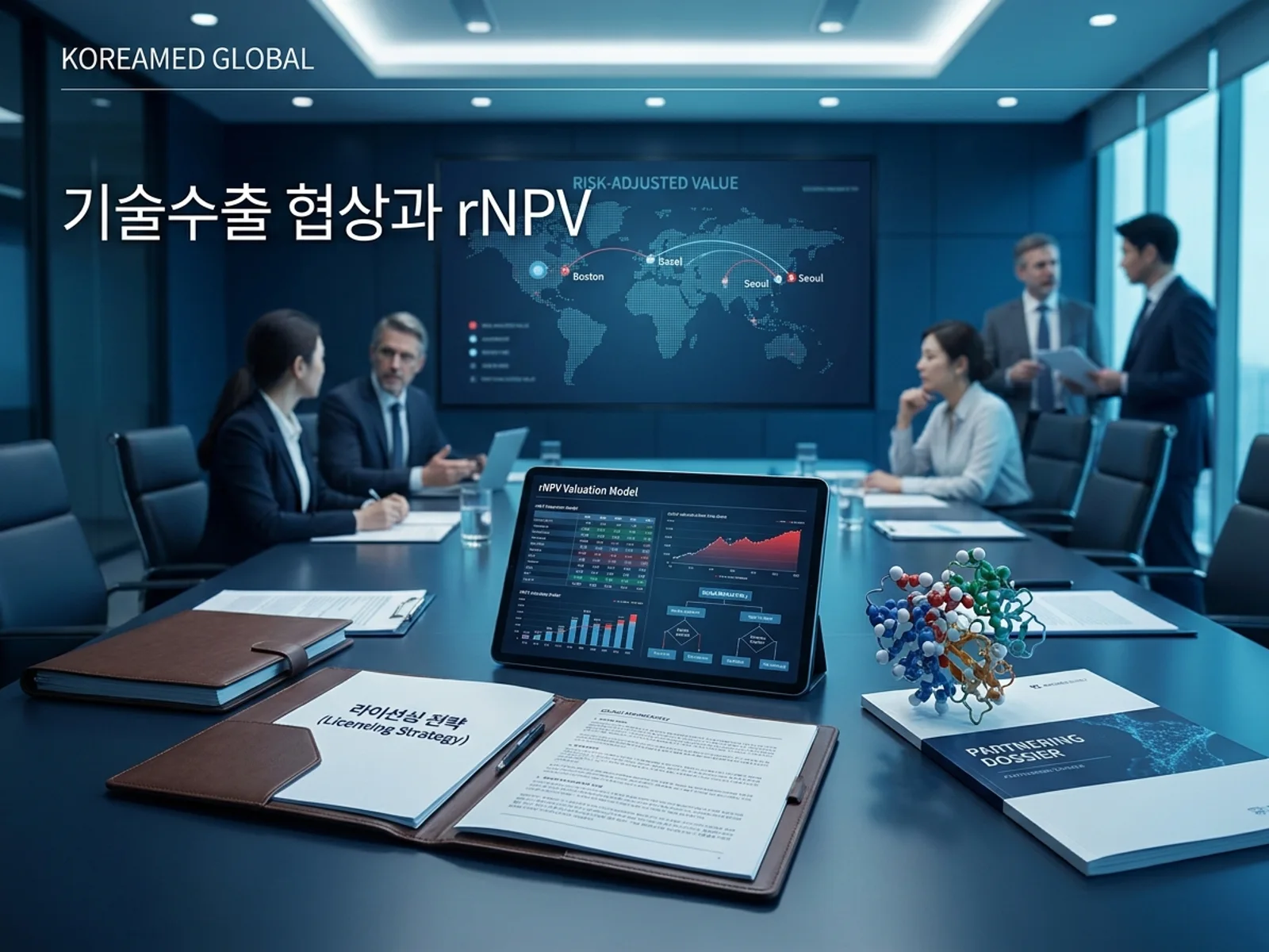 기술수출 데이터룸과 글로벌 파트너십 전략을 표현한 KoreaMED Global 썸네일