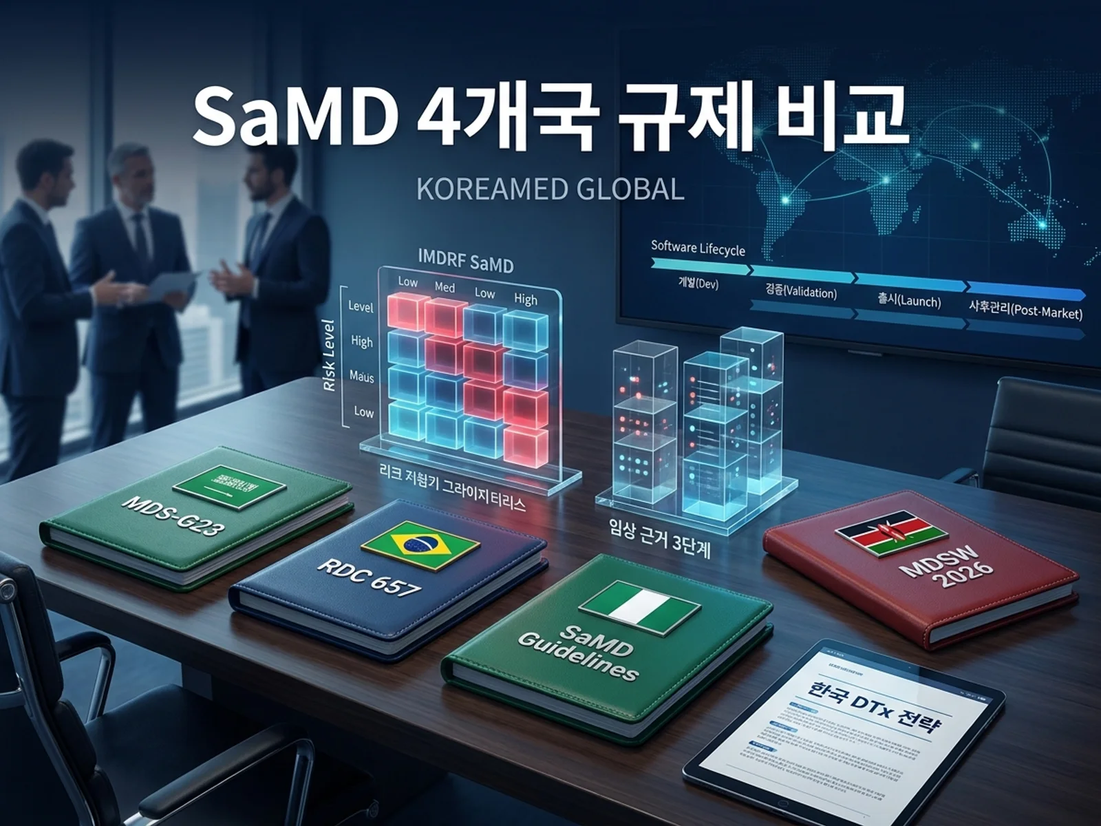 사우디·브라질·나이지리아·케냐 SaMD 규제 원문 비교를 표현한 KoreaMED Global 썸네일