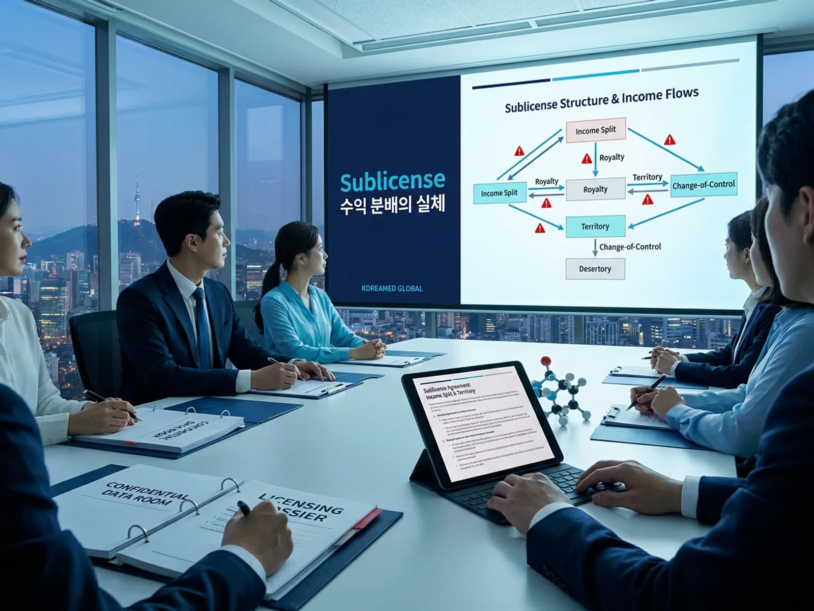 기술수출 데이터룸과 글로벌 파트너십 전략을 표현한 KoreaMED Global 썸네일