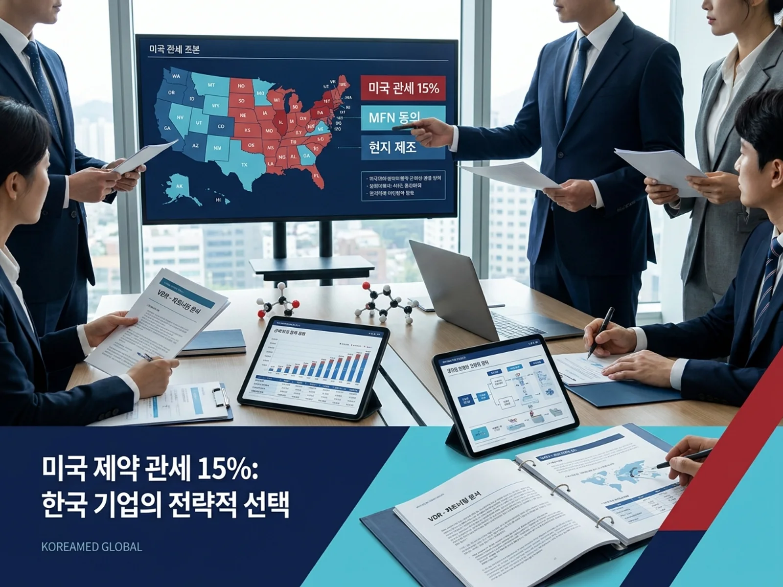 기술수출 데이터룸과 글로벌 파트너십 전략을 표현한 KoreaMED Global 썸네일