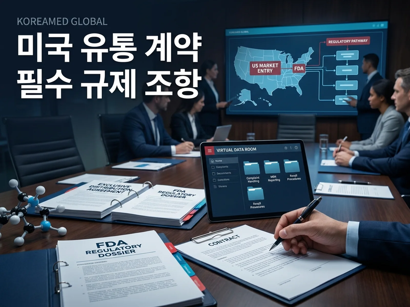 기술수출 데이터룸과 글로벌 파트너십 전략을 표현한 KoreaMED Global 썸네일
