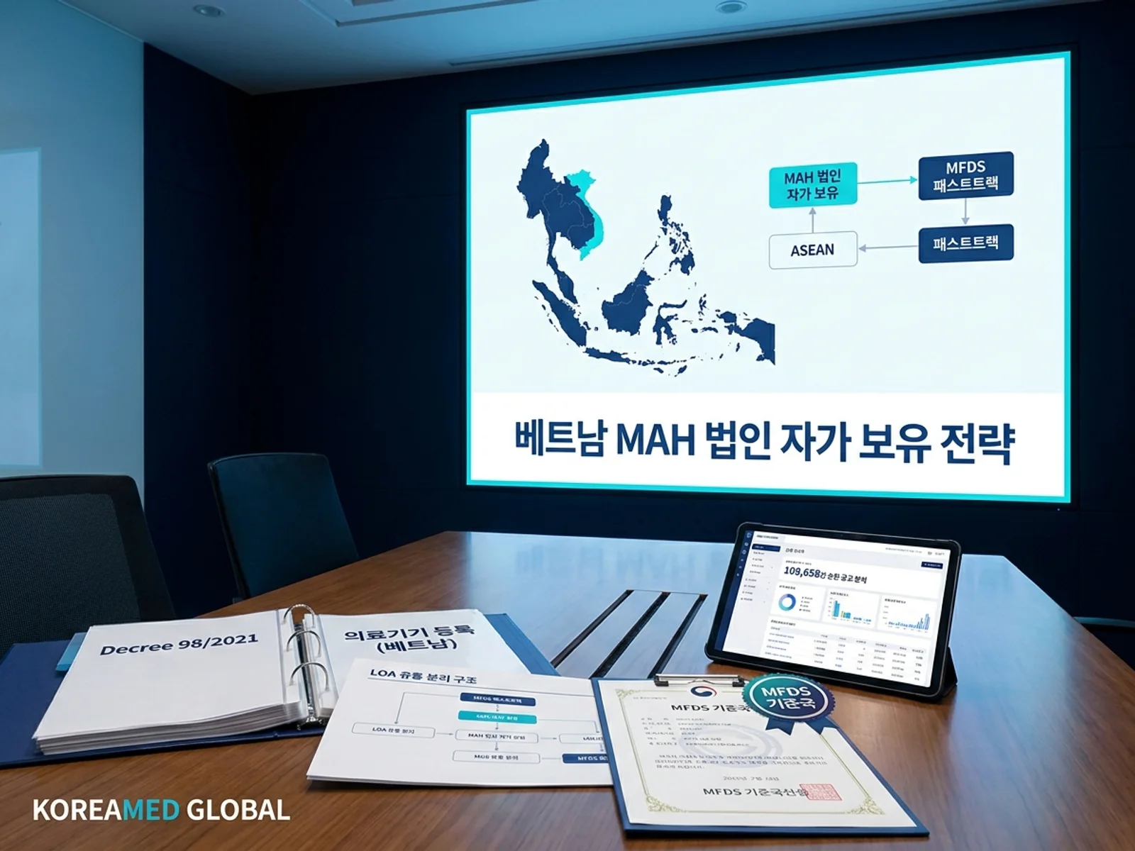 베트남 MAH 등록증 자가 보유와 LOA 유통 분리 전략을 표현한 KoreaMED Global 썸네일